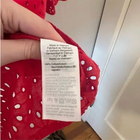 Madewell Embroidered Eyelet Ruffle-Neck Keyhole Top - Picture 5 of 7